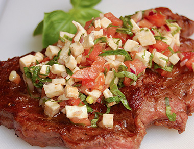 Ribeye with Caprese Salad