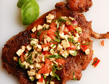 Ribeye with Caprese Salad