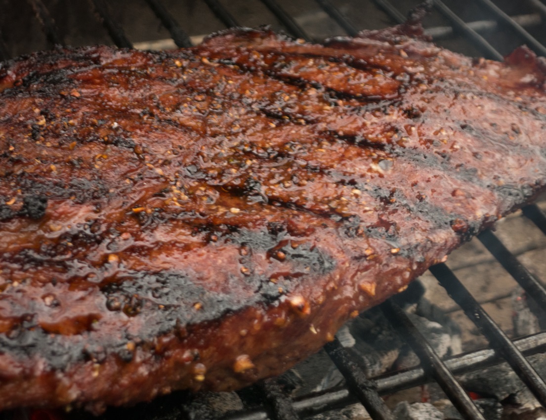 Grilled Flat Iron Steak with Peppercorn Marinade