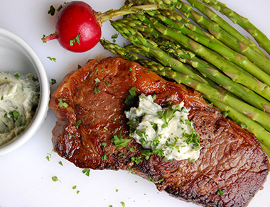 New York Strip Steak with Gorgonzola Butter